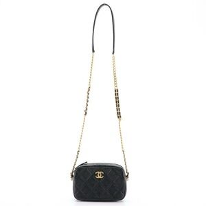 Chanel Chain Melody Small Camera Bag in Quilted Caviar Leather with Box